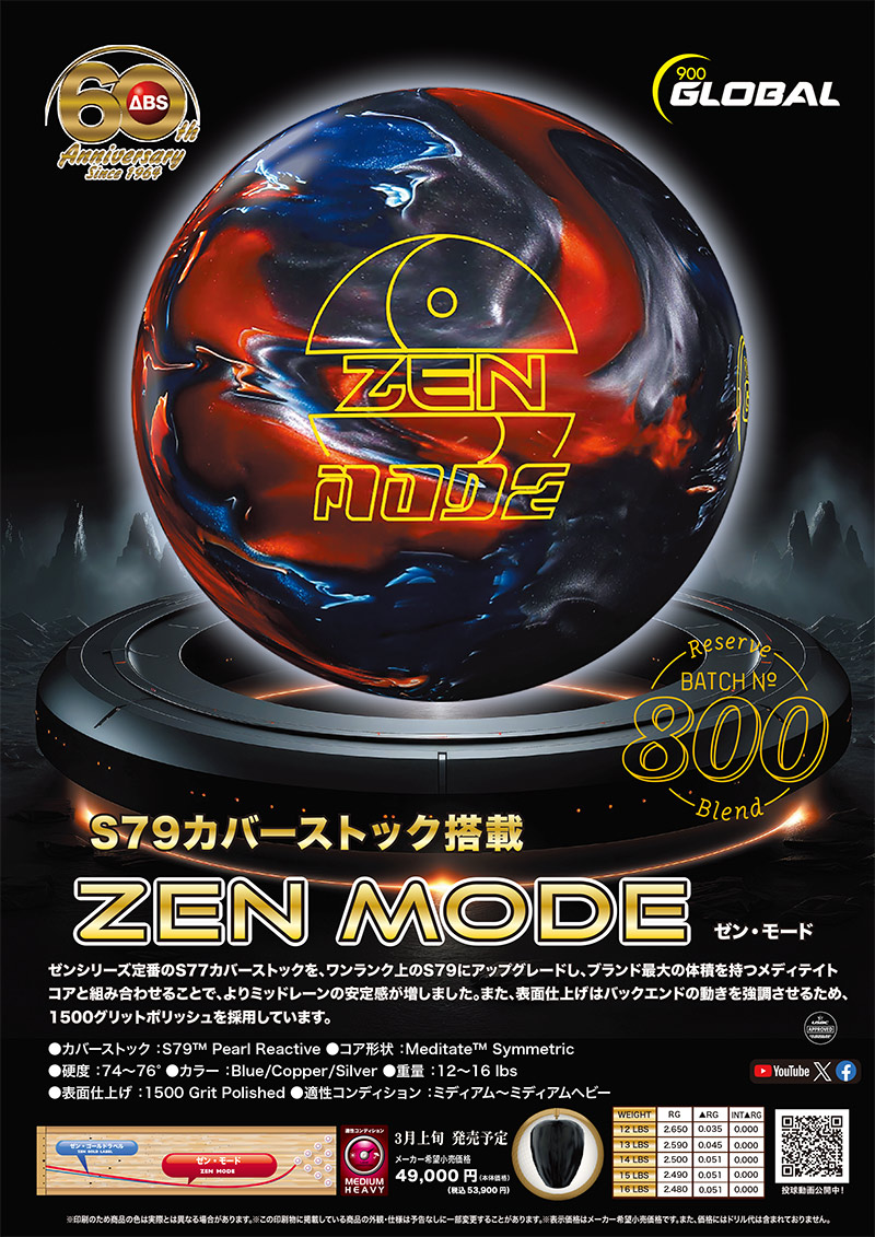 ボウリングボール 900グローバル ゼン ゴールドラベル 14ポンド